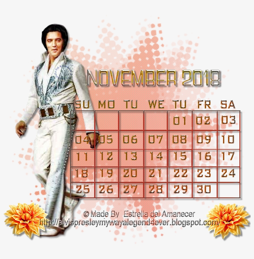 Elvis Presley, November Calendar - Hot, transparent png