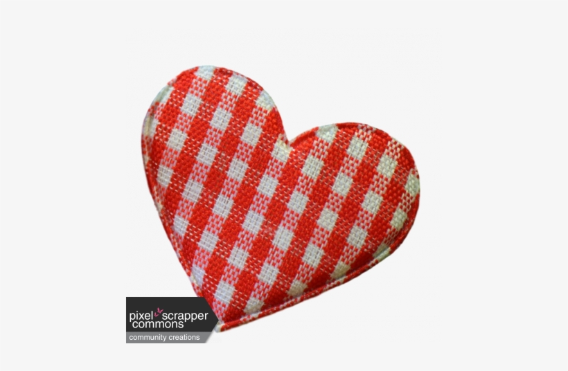 Red And White Plaid Fabric Heart - Digital Scrapbooking, transparent png