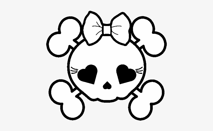 Female Skull Coloring Page - Cute Skull, transparent png