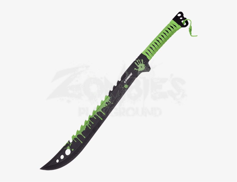 Green Spattered Zombie Hunter Machete - Z Hunter Knives, transparent png
