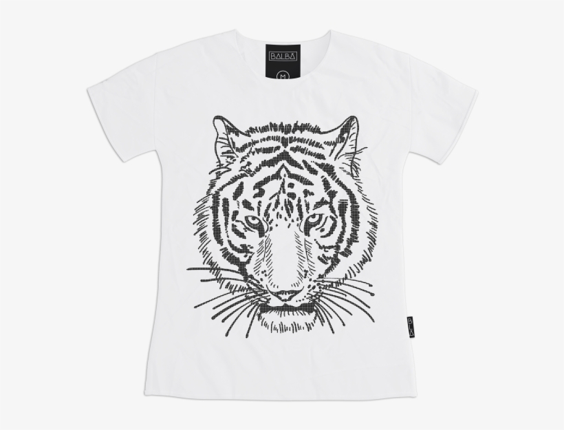 Playera Blanca Hombre Tigre - Tiger Face Line Drawing, transparent png