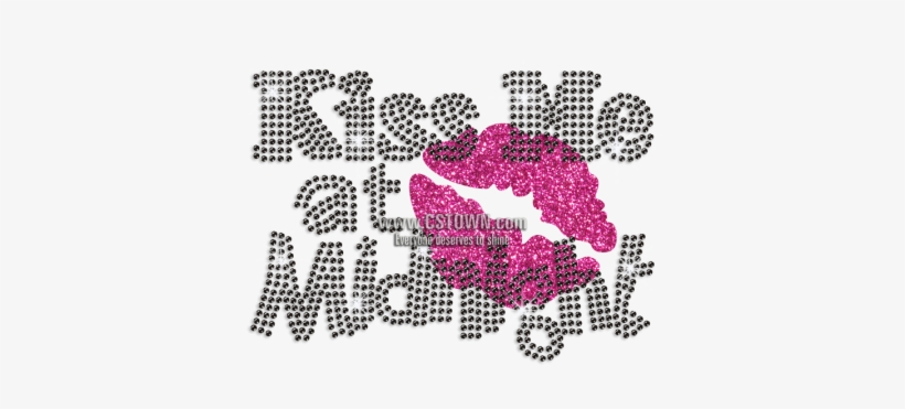 Kiss Me At Midnight Iron-on Glitter Rhinestone Transfer - Cross-stitch, transparent png