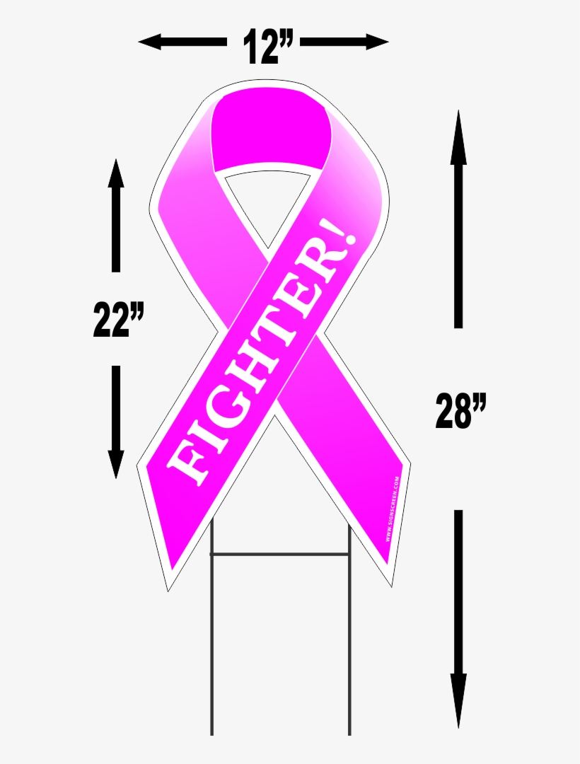 Breast Cancer Fighter Large 22"x 12" Outdoor Ribbon - Breast Cancer Survivor Sign, transparent png