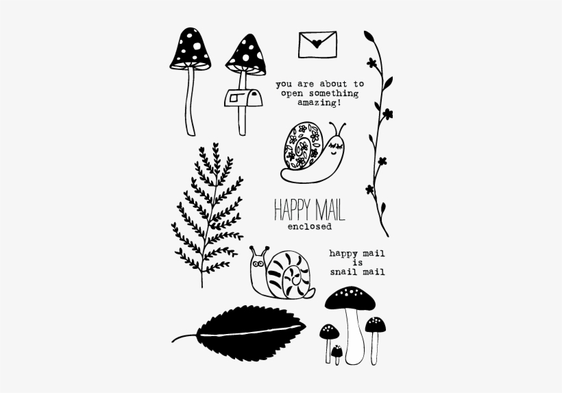 20141 Snail Mail Set - Office Supplies Flora & Fauna Clear Stamps 4"x6", transparent png