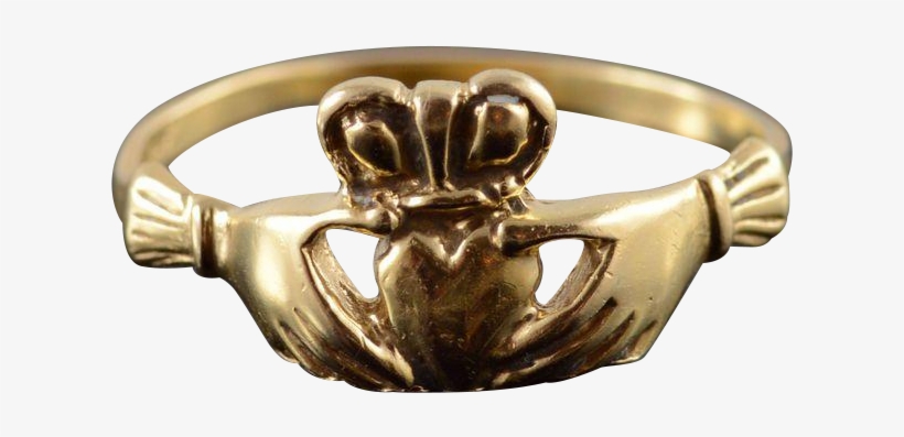 14k Traditional Irish Celtic Claddagh Wedding Ring, transparent png