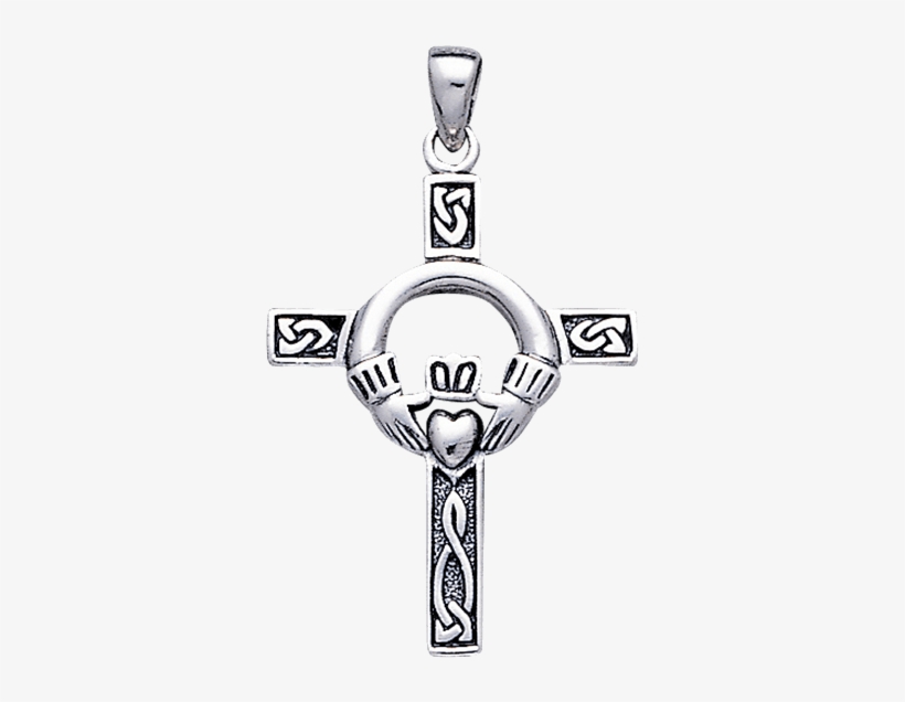 Celtic Claddagh Cross Pendant Ps Wztp832 From Dark - Bling Jewelry Sterling Silver Celtic Cross Heart Claddagh, transparent png