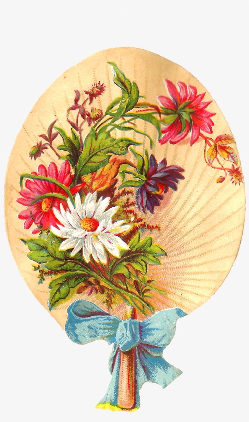 Blue Flower Clipart Victorian - Hand Fan Drawing Design, transparent png