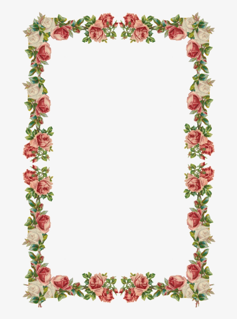 Victorian Border Frame Png - Transparent Background Rose Frame, transparent png