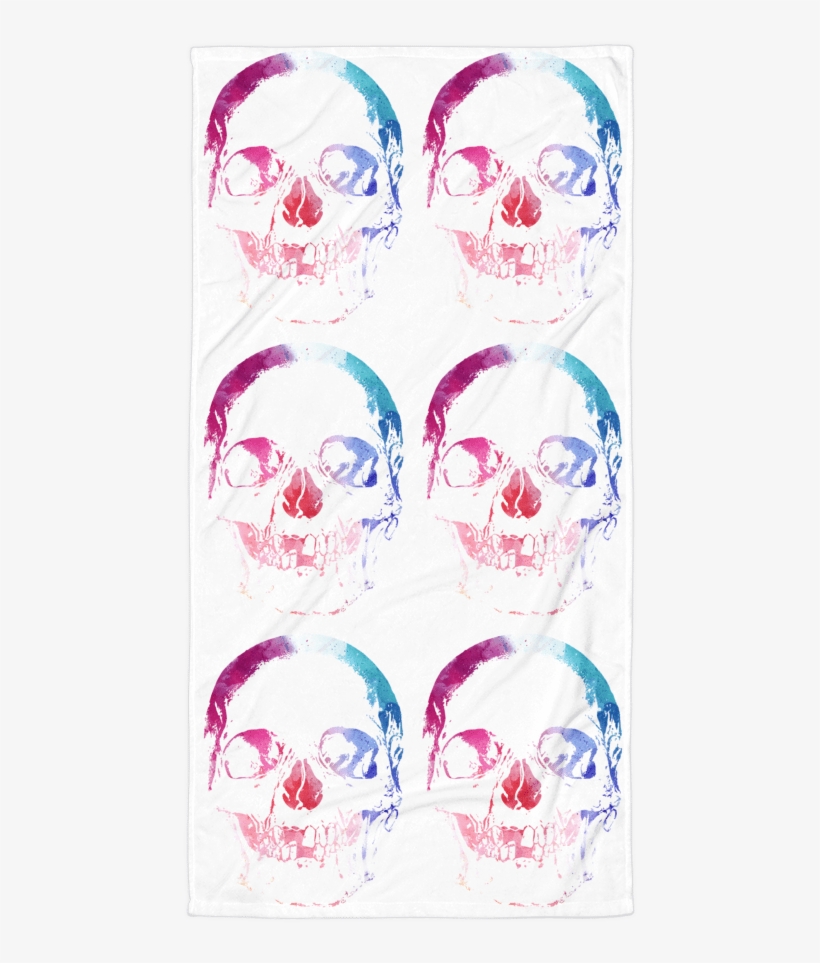Watercolour Skull Beach Towel - Illustration, transparent png