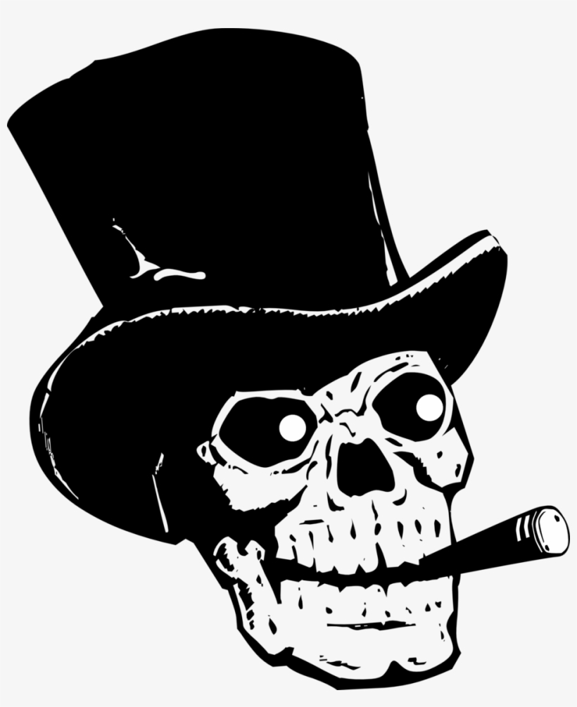 Transparent Skull Cliparts - Skull Wearing Top Hat, transparent png