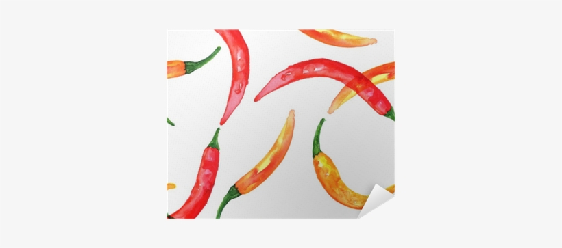 Seamless Pattern Of Watercolor Drawings Of Chili Peppers - Watercolor Chili, transparent png