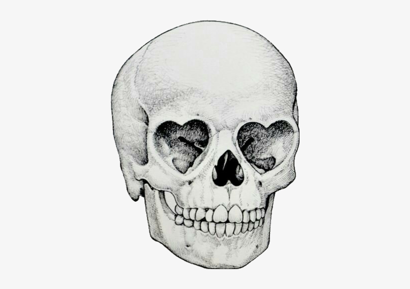 Skull Png Tumblr Clip Freeuse Download - Skull With Heart Eyes Drawing, transparent png