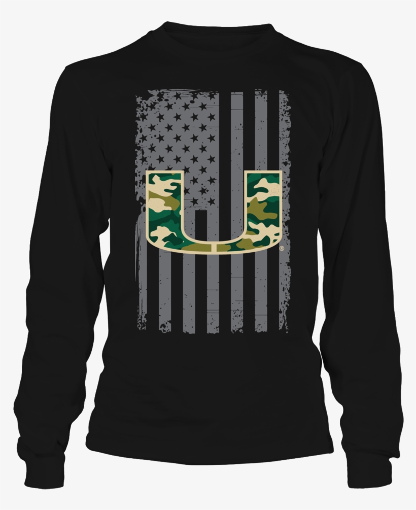 American Flag With Camo Logo Miami Hurricanes Shirt - Tiger Scratch For Shirt, transparent png