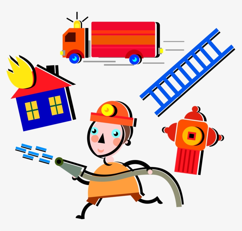Vector Illustration Of Fireman Firefighter Fighting - Graphics, transparent png