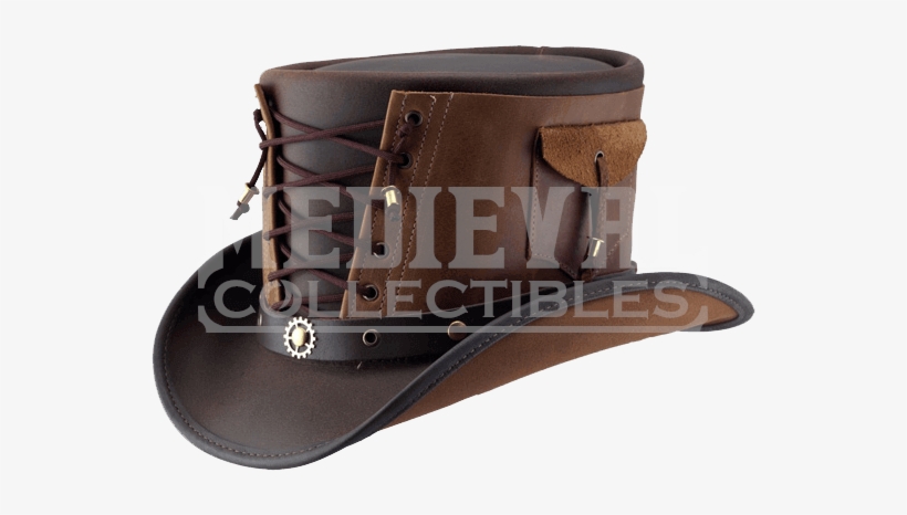 Vested Leather Top Hat In Brown, transparent png