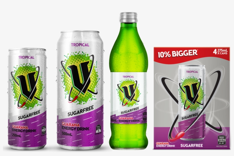 Sugarfree Tropical Range - V Sugar Free Can 250ml, transparent png