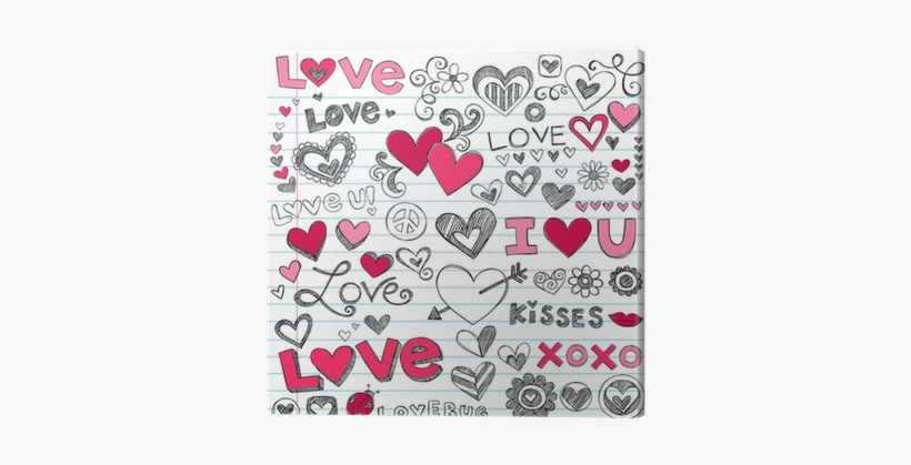 Valentine's Day Love Hearts Sketchy Doodle Vector Canvas - Hojas Decorativas De Craftingeek, transparent png
