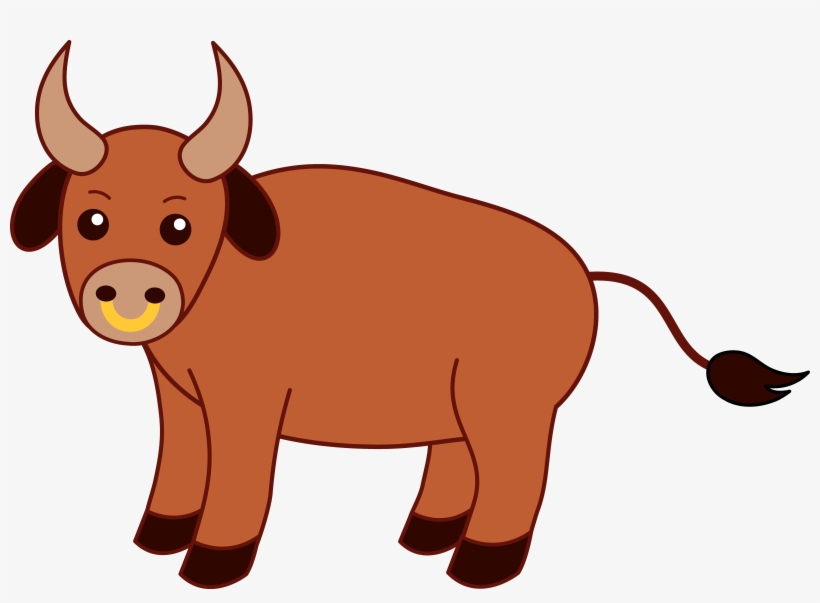 Cute Brown Bull - Bull Clipart, transparent png
