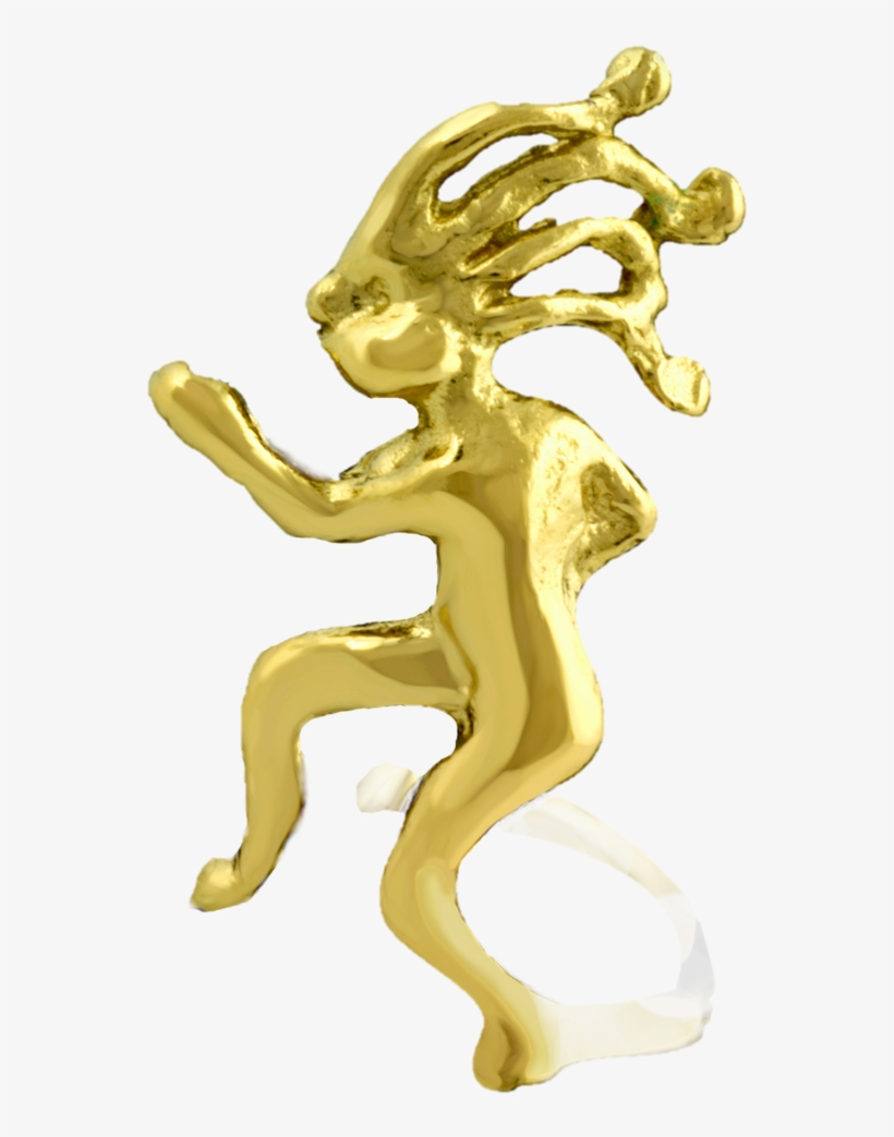 Jogging Kokopelli Gold On Silver Ear Charm's Unisex - Earring, transparent png