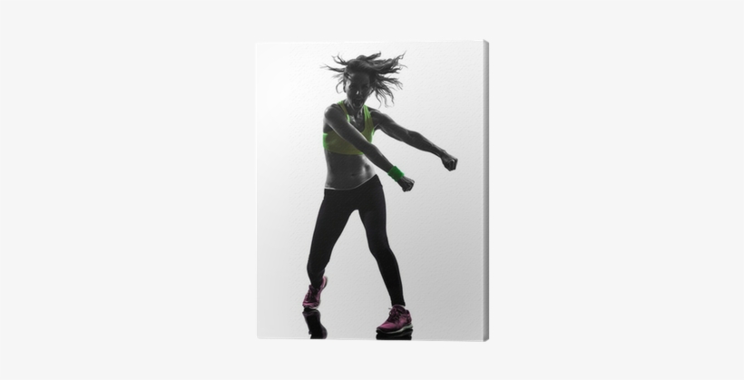 Woman Exercising Fitness Zumba Dancing Silhouette Canvas - Silueta De Zumba Fitness, transparent png