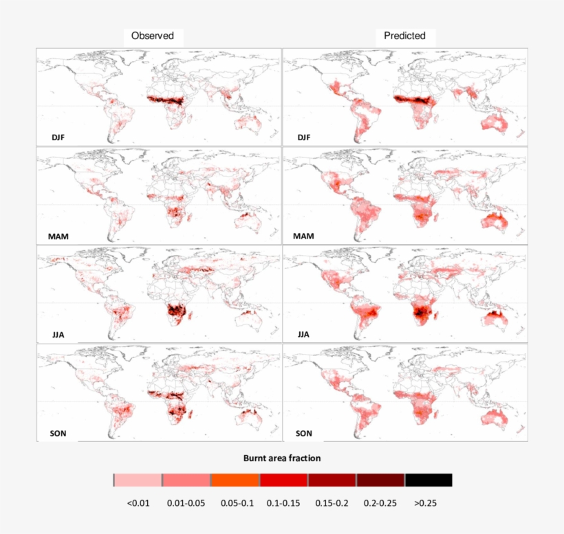 Predicted Probability Of Fire And Observed Burnt Area - Number, transparent png