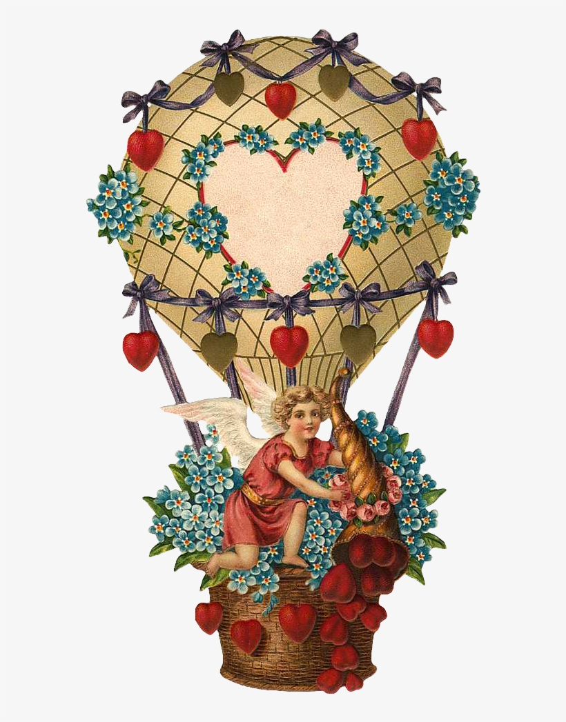 Valentine Hot Air Ballon - Valentine Vintage Transparent Png, transparent png