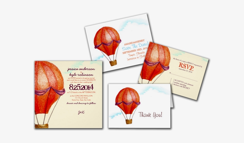 Vintage Hot Air Balloon Wedding Invitation - Hot Air Balloon, transparent png