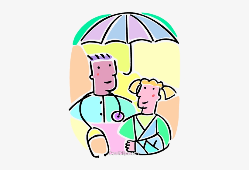 Girl With A Broken Arm And A Doctor Royalty Free Vector - Clip Art, transparent png