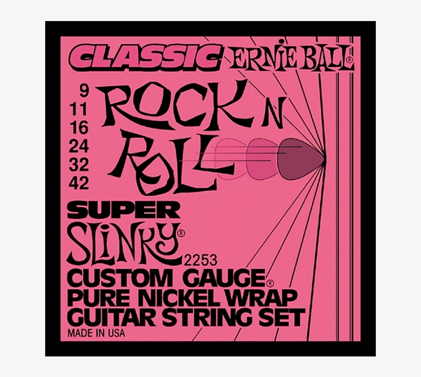 Ernie Ball Super Slinky Electric Guitar Strings 9-42 - Ernie Ball 2253 Classic Pure Nickel Super Slinky, transparent png