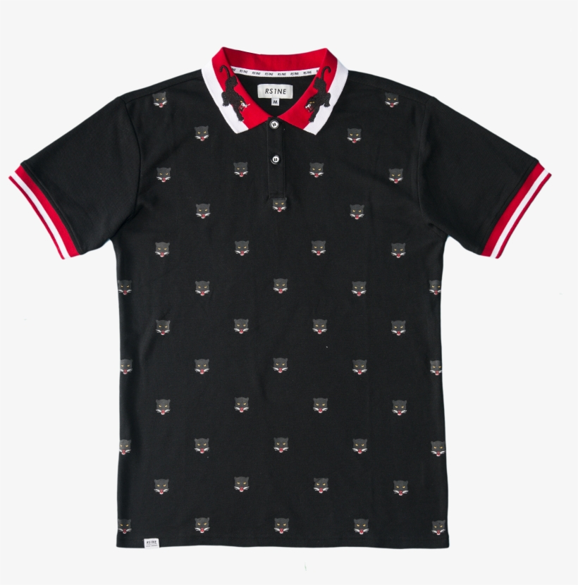 Allover Panther Head Print Polo, transparent png