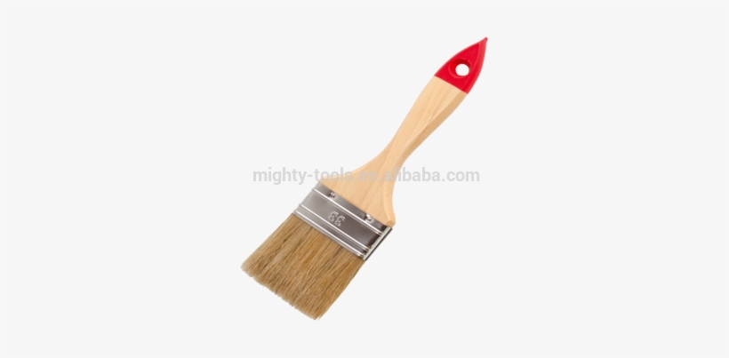 Natural White Bristle Paint Brush With Red Tip Varnished - Paintbrush, transparent png