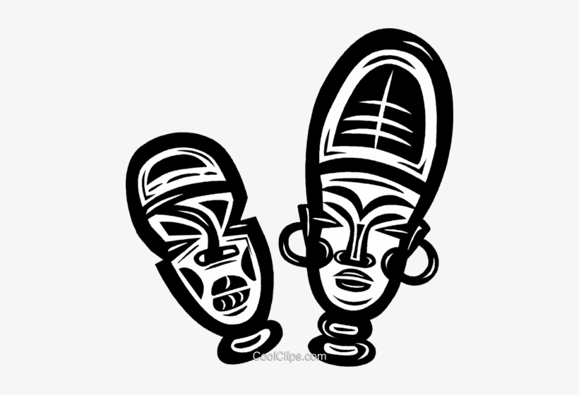 African Masks Royalty Free Vector Clip Art Illustration - Mascaras Africanas Em Png, transparent png