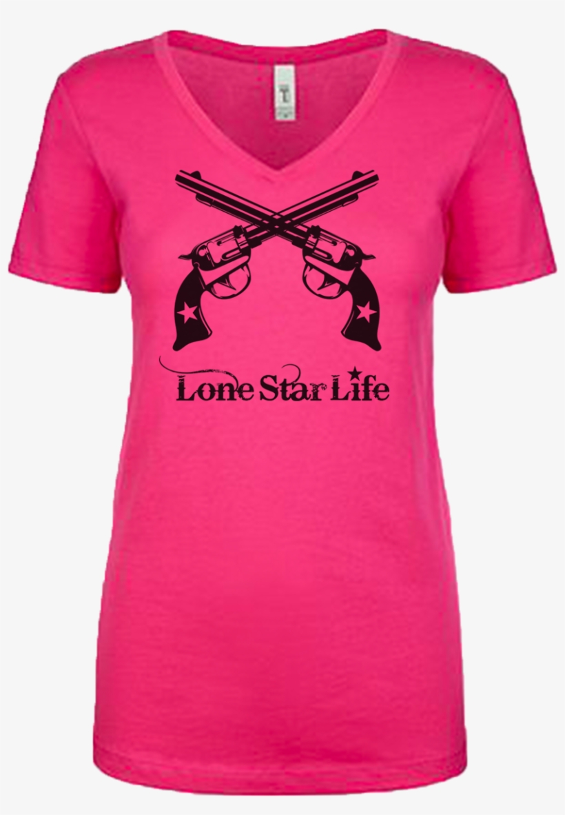 Guns Crossed Pink Vneck - T-shirt, transparent png
