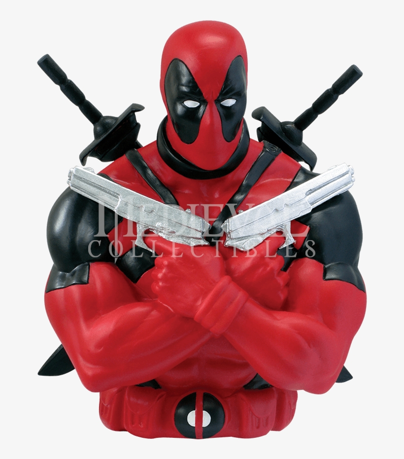 If Two Crossed Pistols, Two Crossed Katana, And A Masked - Deadpool Bust Bank, transparent png