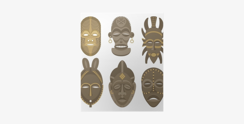 Colorful African Masks Drawings, transparent png