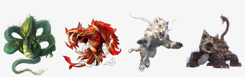 Fourspiritualcreatures Zhpdga Approved - Dragon Vs Phoenix Vs Tiger, transparent png
