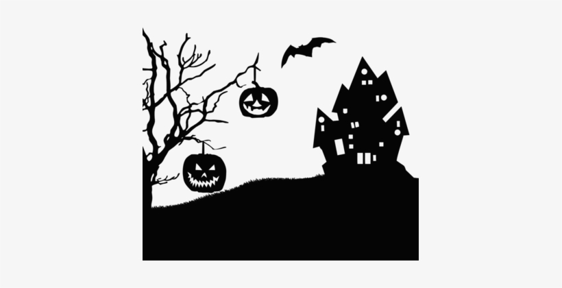 Landscape Silhouette Halloween Visual Arts Cartoon - Halloween Silhouette Clip Art, transparent png