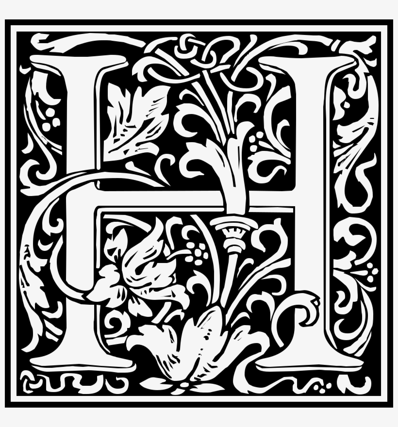 Medium Image - William Morris Letter H, transparent png
