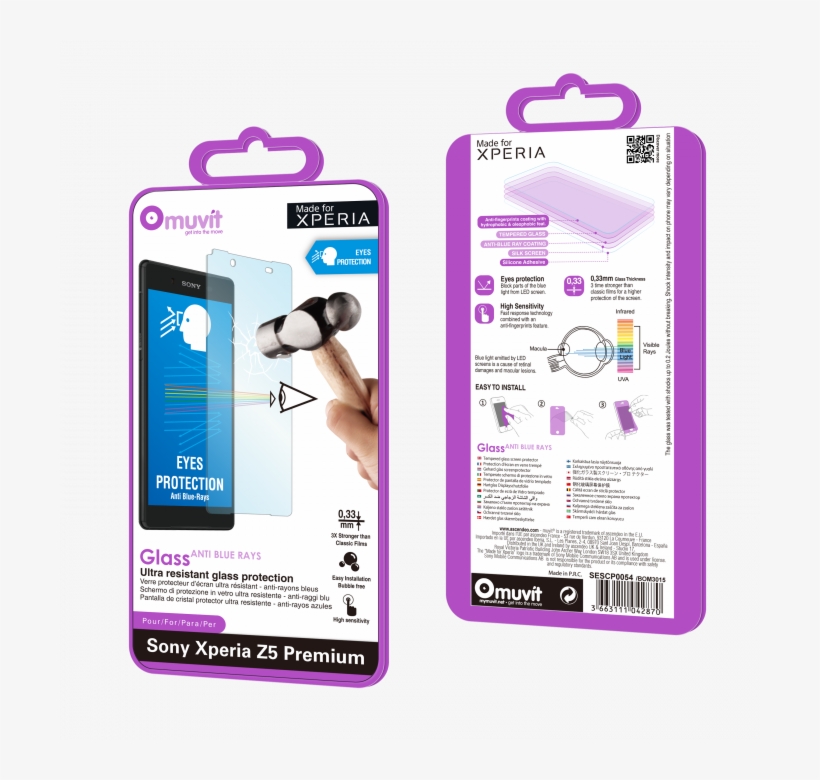 Muvit Mfx Tempered Glass Sony Xperia Z5 Compact Screen, transparent png