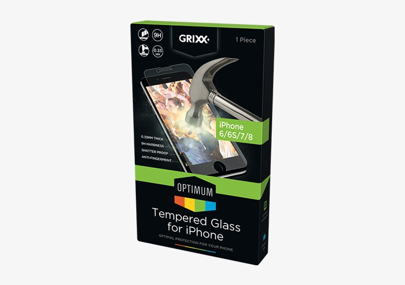 Tempered Glass For Iphone 6/6s/7/8 - Grixx Optimum, transparent png