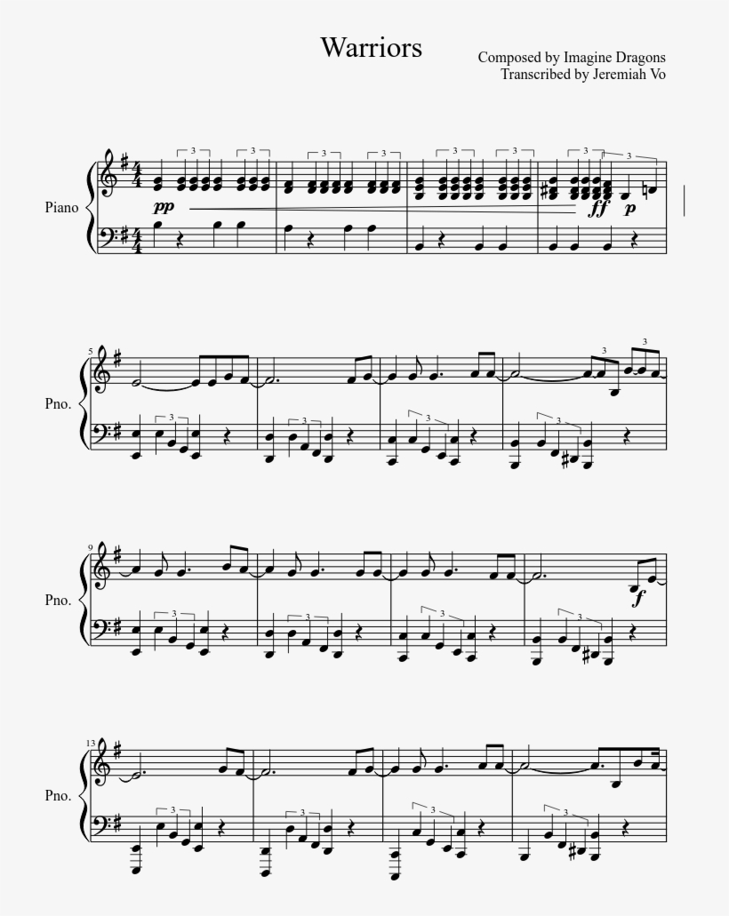Warriors Sheet Music Composed By Composed By Imagine - Doctor Gradus Ad Parnassum, transparent png