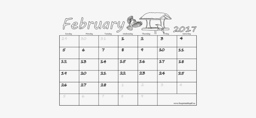 Printable Pdf Calendars For February 2017 Free Printable - February 2017 Calendar With Holidays Usa, transparent png