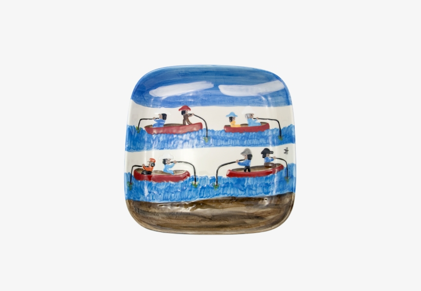 Clementine Hunter Gone Fishing Square Bowl - Mignon Faget Clementine Hunter Gone Fishing, transparent png