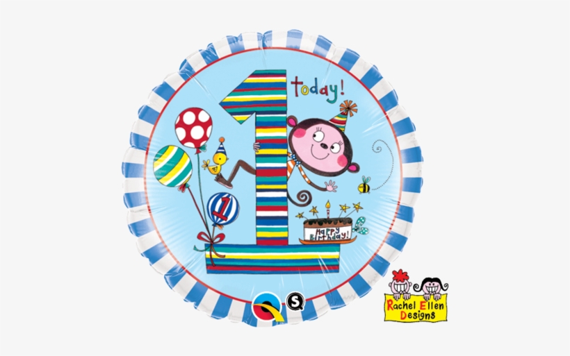 18" Redondo, Primer Añito, Monitos Y Rayitas, - . /1st Birthday Monkey Foil Banner & 46cm Foil, transparent png