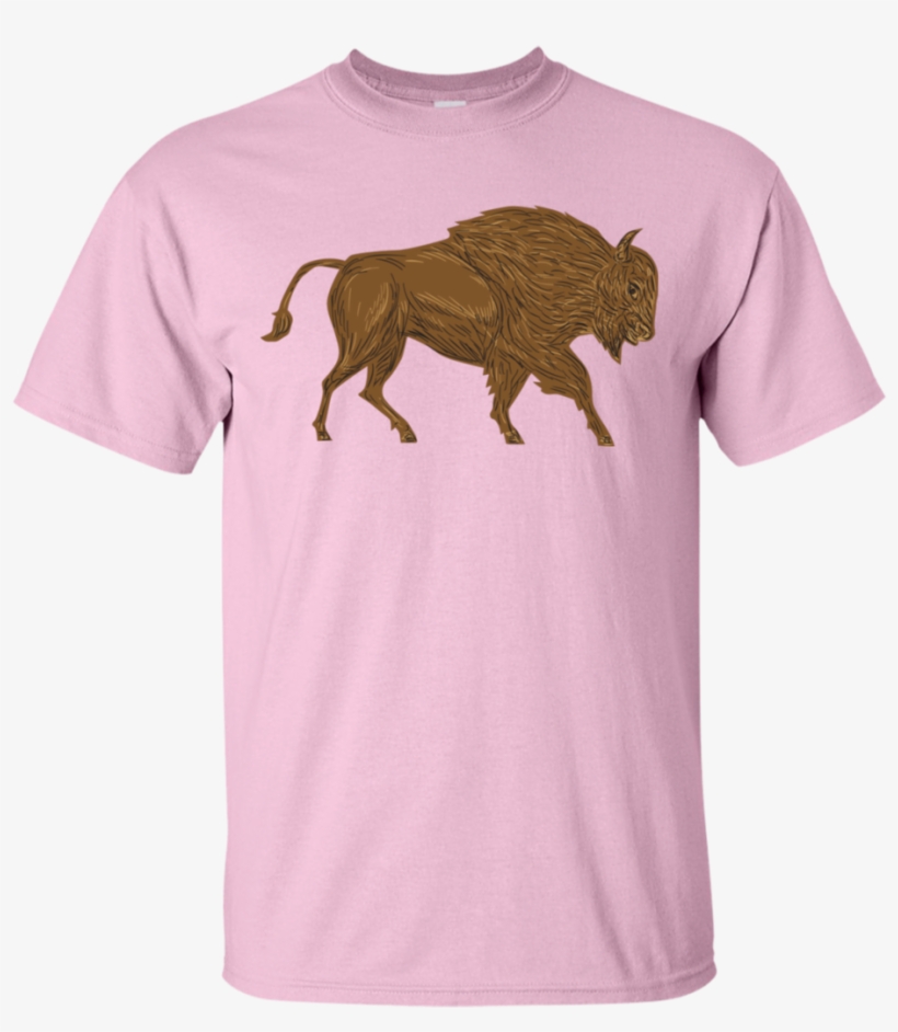 North American Bison Buffalo Charging Retro Gildan - Zombie Ate My Brain, transparent png