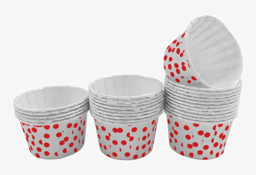 White With Red Polka Dot Mini Cupcake Paper Cups - Candy Cup, Backförmchen, 25 Stk, Weiss Mit Roten Punkten, transparent png