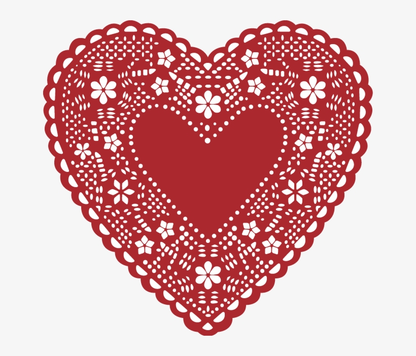 Heart Valentine S Day Lace Clip Art - Lace Doily Heart Png, transparent png
