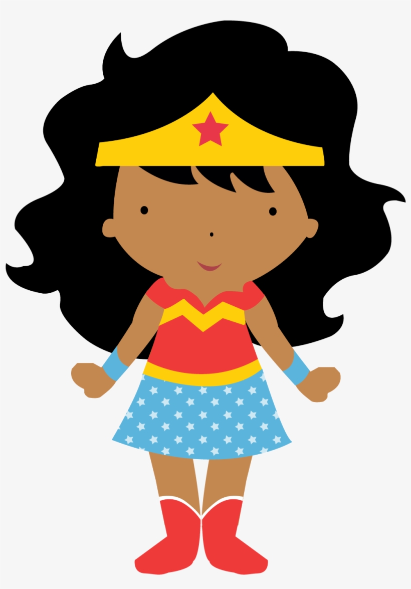 Ela Escolheu "mulher Maravilha\ - African American Girl Superhero Clipart, transparent png