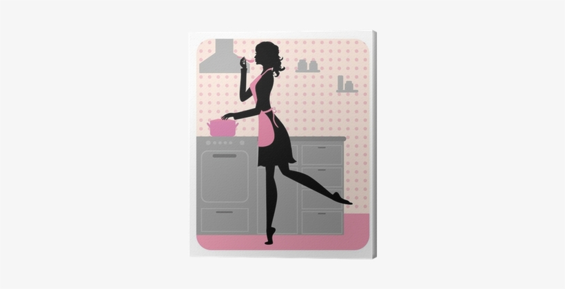 Silhouette Of Beautiful Girl Cooking Canvas Print • - Silueta De Mujer Cocinando, transparent png