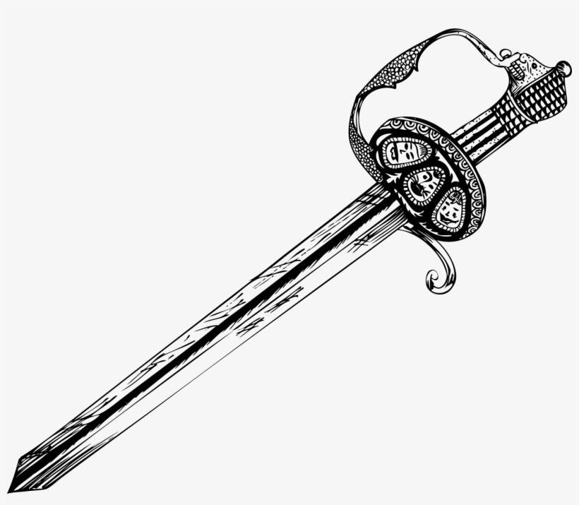 Drawing Sword Clip Art - Hand Drawn Sword, transparent png